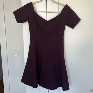 Cinq a sept maroon off-shoulder cocktail dress, size 6.